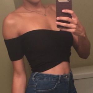 Off the Shoulder Wrap Crop Top